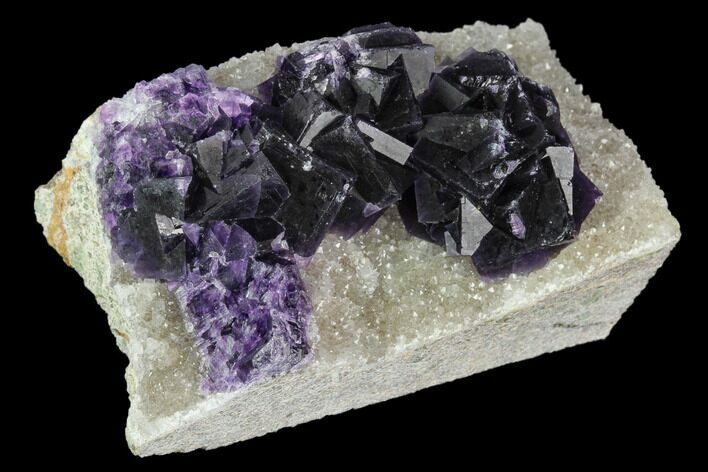 Dark Purple Cubic Fluorite on Quartz - China #125319